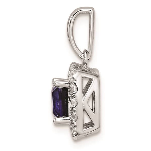 Pure Fire 14kt. White Gold Lab Created Blue Sapphire Halo Pendant