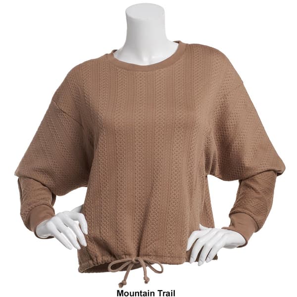 Womens Ebb &amp; Flow Long Sleeve Cable Tie Front Dolman Top