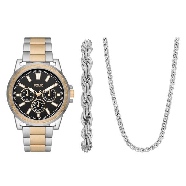 Mens Folio Silver-Tone Three Hand Watch Gift Set - FMDFL6052 - image 