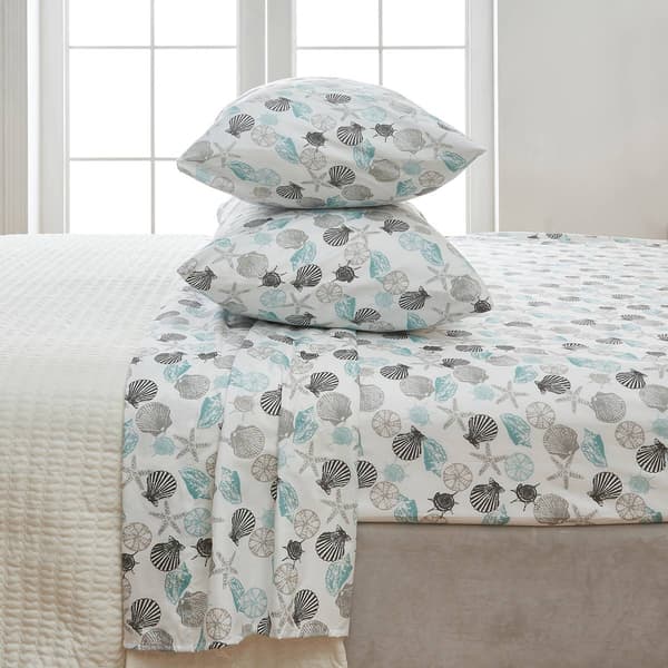 FreshFolds Newport Seashell Coastal Microfiber Sheet Set