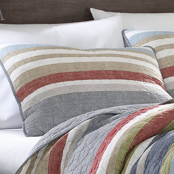 Eddie Bauer Salmon Ladder Stripe 136 Thread Count Quilt Set