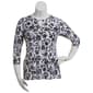 Petite Emily Daniels 3/4 Sleeve Stencil Floral Bar Neck Blouse - image 2