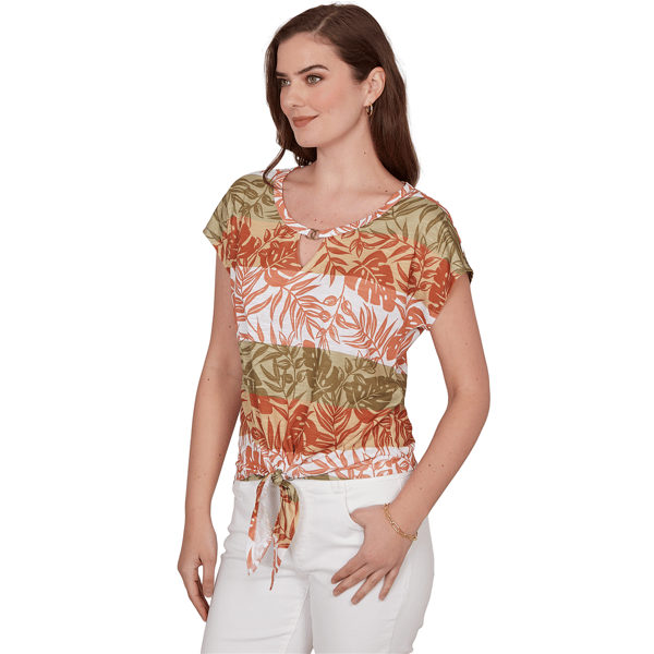 Womens Hearts of Palm Tropical Twist Tropical Tie Hem Blouse