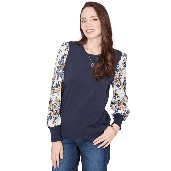 Womens Emaline Golden Nautica Long Sleeve Crew Neck Twofer Sweat