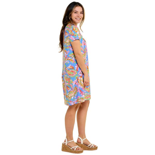 Plus Size Harlow & Rose Paisley Shift Dress-Ultramarine