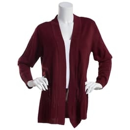 Womens Napa Valley Long Sleeve Pointelle Hem Cardigan Sweater