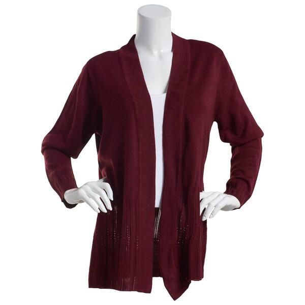Plus Size Napa Valley Long Sleeve Pointelle Hem Cardigan Sweater - image 