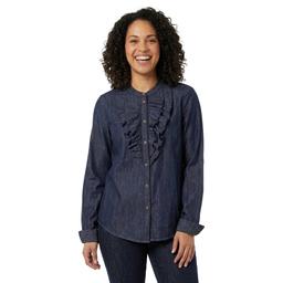 Womens Nautica Long Sleeve Denim Ruffle Blouse