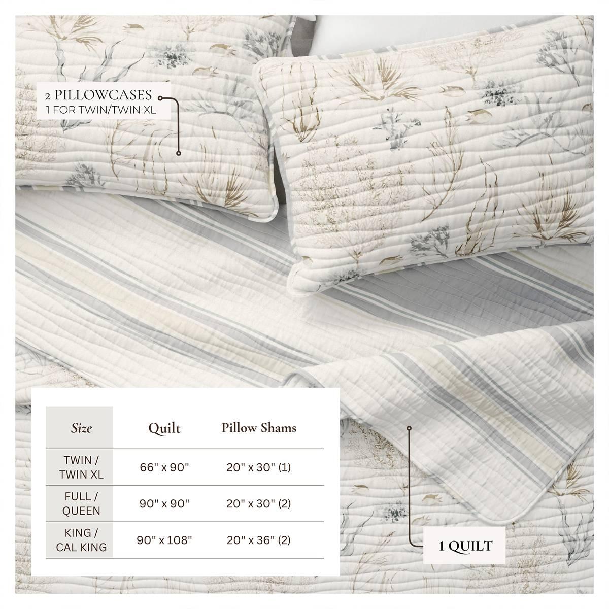 FreshFolds Newcomb 3pc. Reversible Sealife Coastal Quilt Set