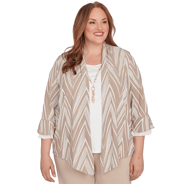 Plus Size Alfred Dunner Urban Legend Chevron Two In One Blouse - image 