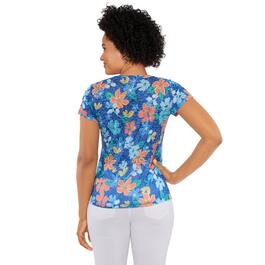 Womens Hearts of Palm Bright This Way Floral Mosaic Tee