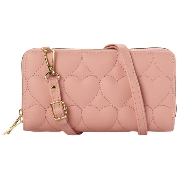Womens Malibu Skye Quilted Heart Crossbody Wallet - image 