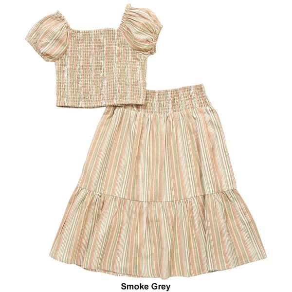 Girls &#40;7-16&#41; Sweet Butterfly&#174; 2pc. Stripe Smocked Top & Skirt Set