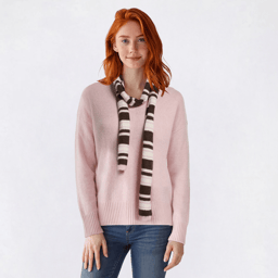 Juniors No Comment Cloud Yarn V-Neck Tunic Sweater With Scarf