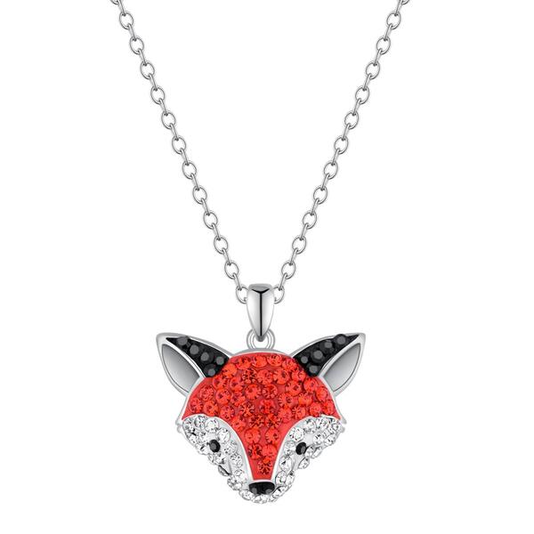 Crystal Critter Silver-Tone Red Fox Head Pendant - image 