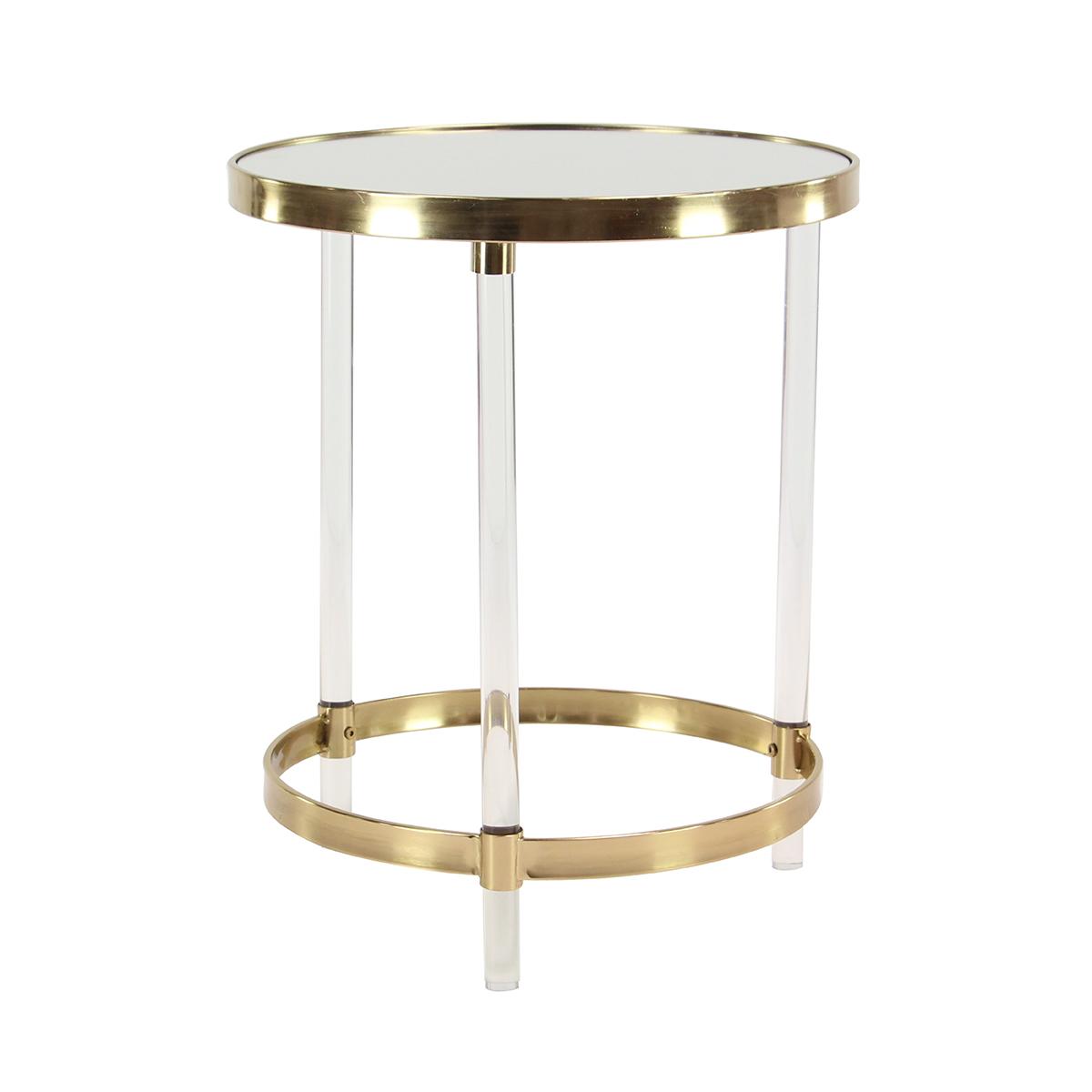 9th & Pike® Round Gold Metal And Acrylic Accent Table