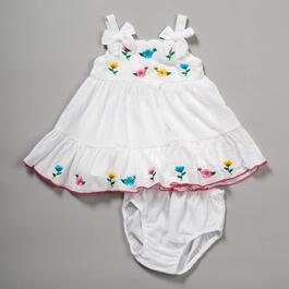 Baby Girl &#40;3-24M&#41; Rare Editions Embroidered Gauze Dress w/ Bloome