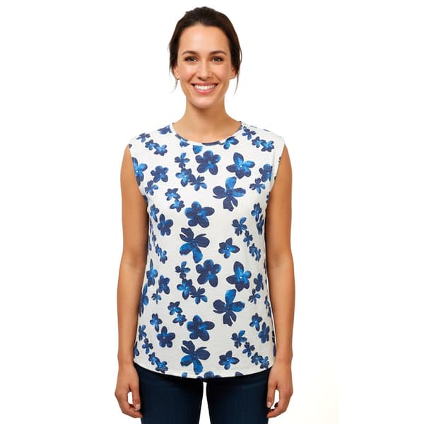 Womens French Laundry Sleeveless Boat Neck Floral Blouse - image 