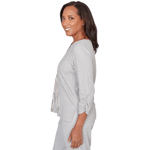 Petite Alfred Dunner Comfort & Joy Metallic Swirl Blouse