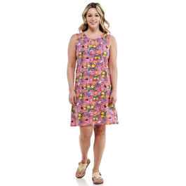 Plus Size Kiwi Fresh Sleeveless Printed Smocked Dress w/Keyhole