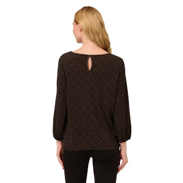 Womens Adrianna Papell 3/4 Sleeve Tiny Cheetah Tie Front Blouse