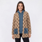 Womens Cyrus Long Sleeve Plush Hooded Check Denim Trim Jacket - image 1