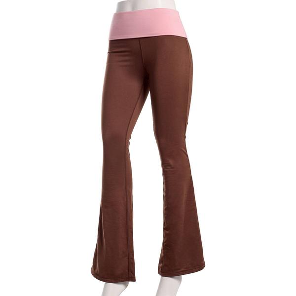Juniors No Comment Fleece Lined Screen Fold Over Pants- Chocolate - image 