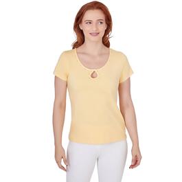 Womens Hearts of Palm Spring Into Action Embellished Keyhole Tee