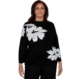 Plus Size Alfred Dunner Dinner Theater Feathered Floral Sweater