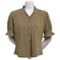 Womens Adrianna Papell Short Smocked Sleeve Leaf Blouse - image 1