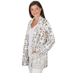 Womens Ruby Rd. Mythical Long Sleeve Ornate Open Front Cardigan