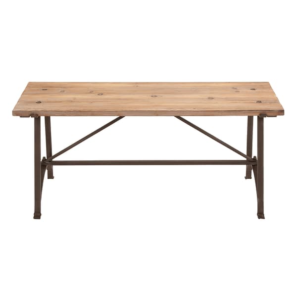 9th & Pike&#40;R&#41; Beige Metal Industrial Wooden Bench