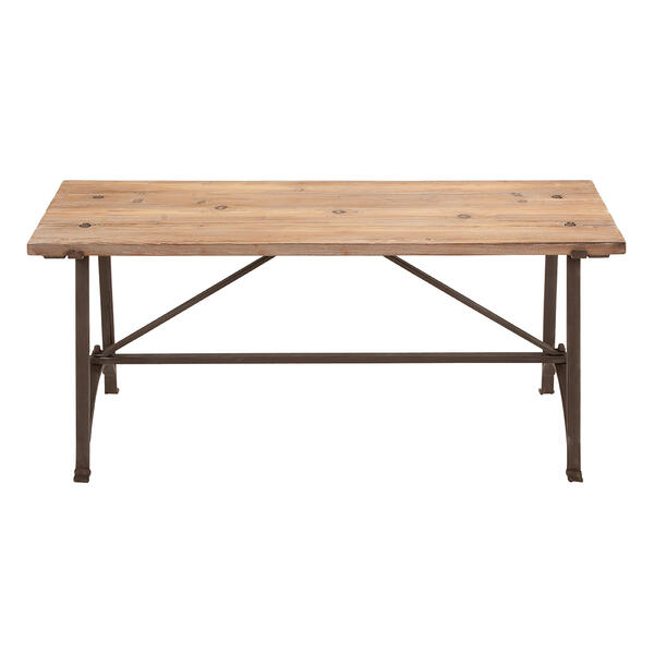 9th & Pike&#40;R&#41; Beige Metal Industrial Wooden Bench - image 