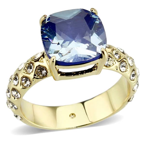 Ashley Cooper(tm) Gold-Tone Ring with Cushion Cut Stone & Pave Band - image 