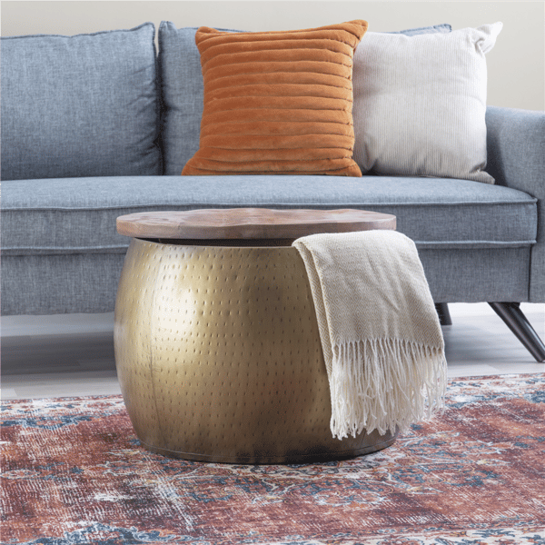 Linon Home Decor Royce Gold Drum With Storage