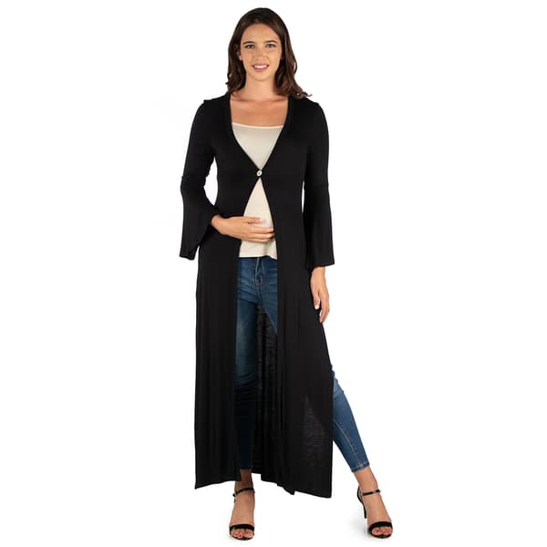 Womens 24/7 Comfort Apparel Maxi Maternity Duster Cardigan - image 