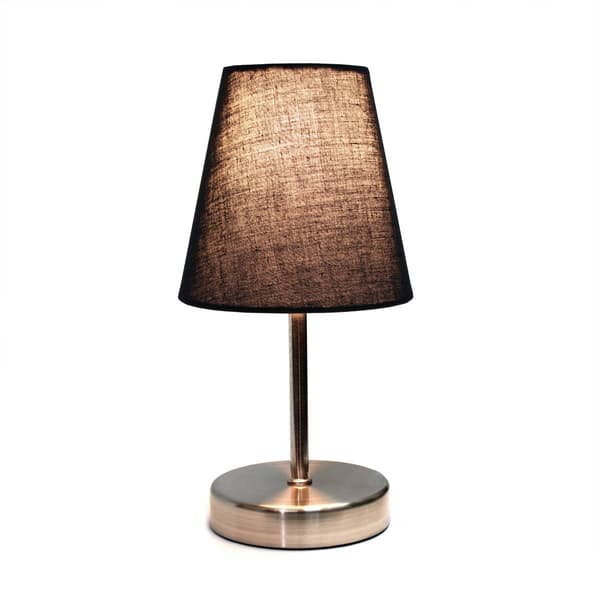 Simple Designs Sand Nickel Mini Basic Table Lamp w/Fabric Shade