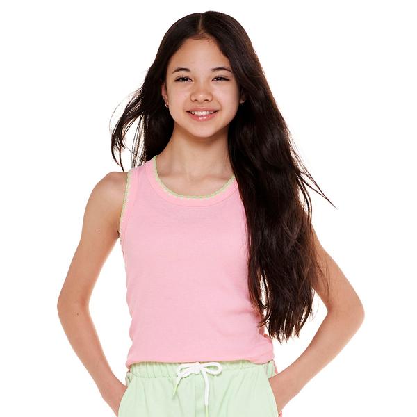 Girls (7-16) No Comment Crochet Trim Tank Top - image 