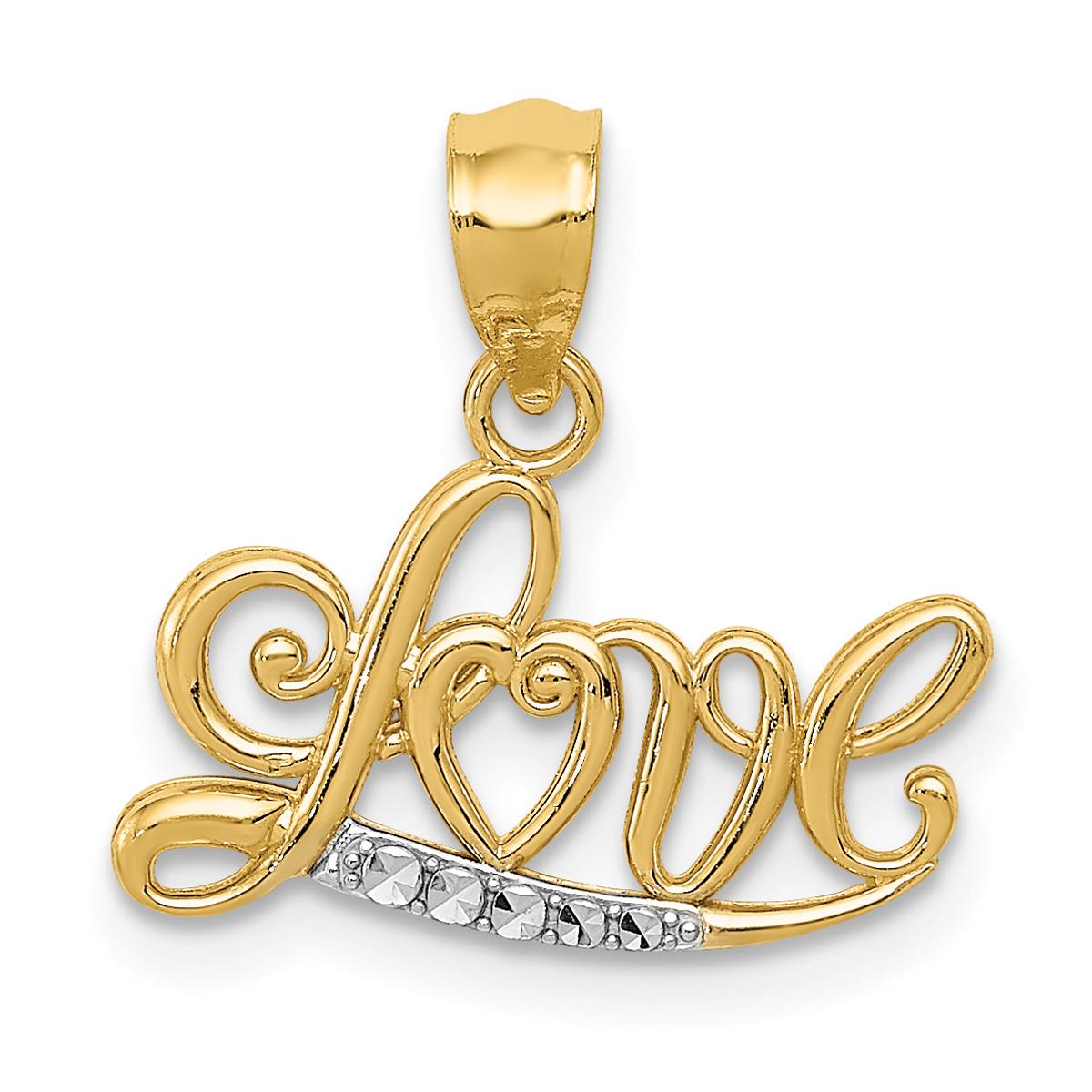 Gold Classics™ 14kt. with Rhodium Diamond-Cut LOVE Pendant