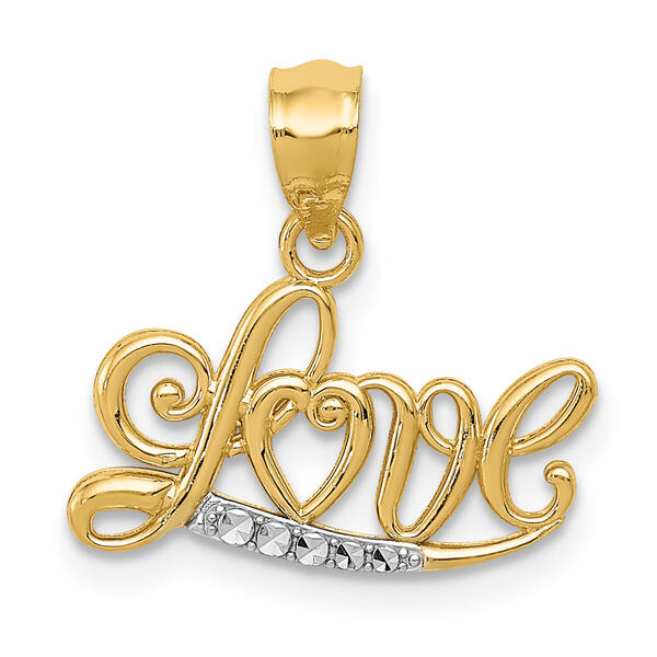 Gold Classics&#40;tm&#41; 14kt. with Rhodium Diamond-Cut LOVE Pendant - image 