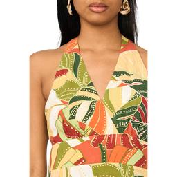 Womens MSK Sleeveless V Neck Tropical Challis Maxi Dress
