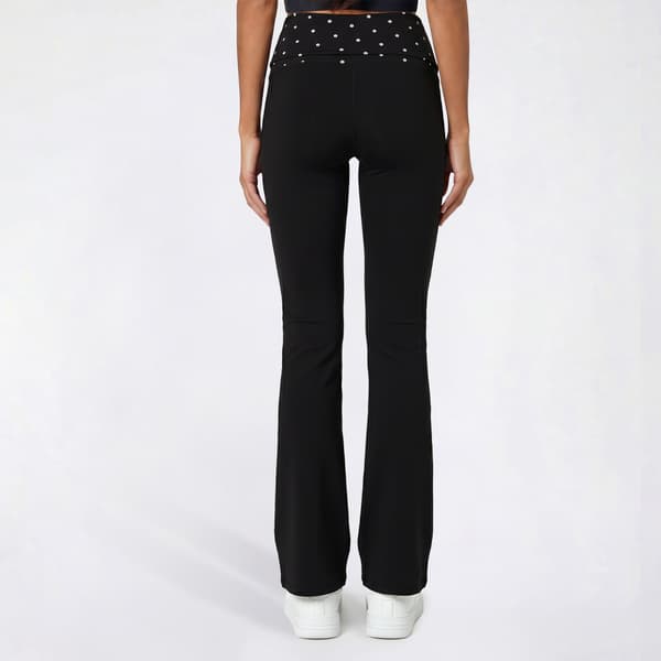 Juniors No Comment Yum Jersey Reverse Foldover Flare Legging