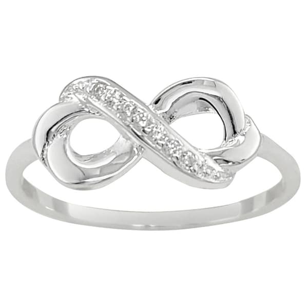 Marsala Sterling Silver CZ Infinity Ring - image 