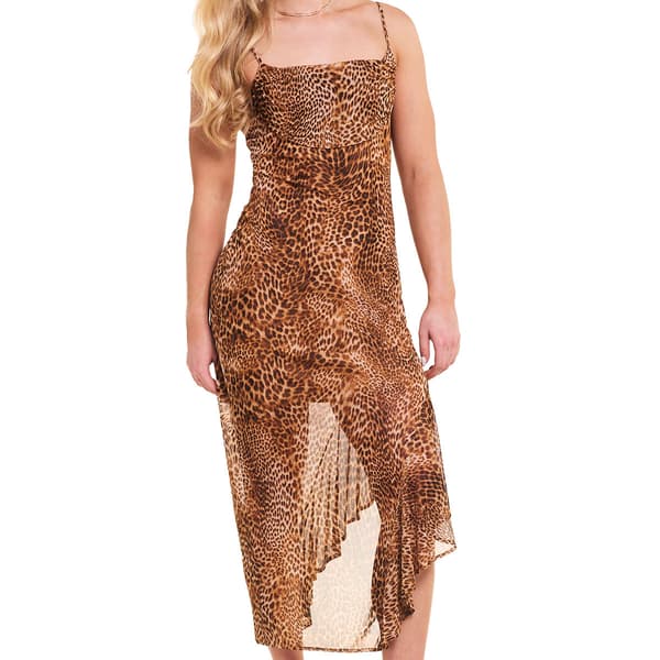 Juniors No Comment Asymmetrical Hem Leopard Midi Dress