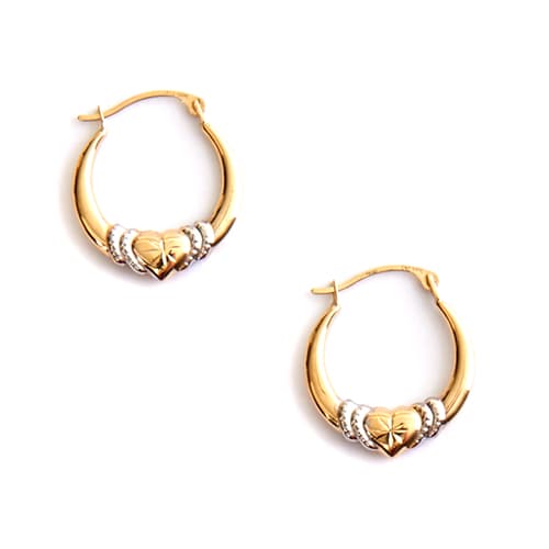 Candela Two-Tone 14kt. Diamond Cut Heart Hoop Earrings - image 