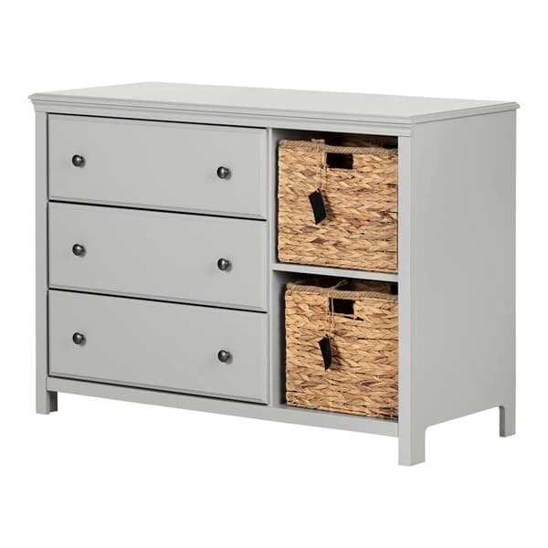 South Shore Cotton Candy Soft Gray 3-Drawer Dresser w/Baskets - image 