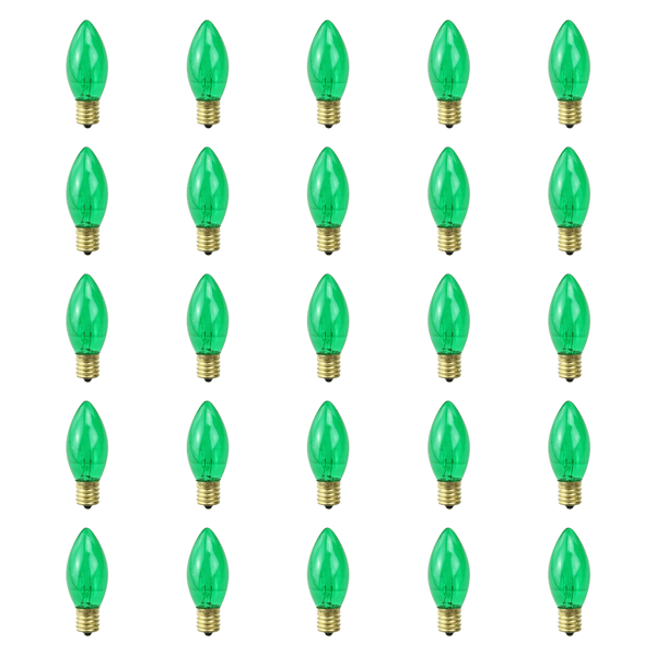 Northlight 25pk Green C9 Incandescent Christmas Replacement Bulbs