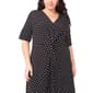 Plus Size MSK Elbow Sleeve V Neck Dot Midi Dress - image 4