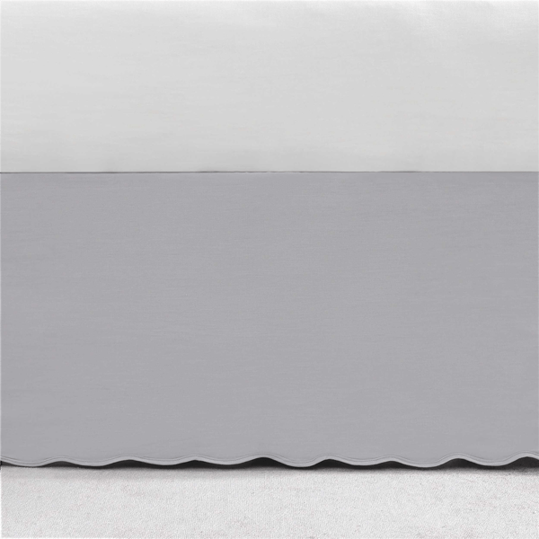 Stone Cottage Solid Scallop Grey Tailored Bed Skirt