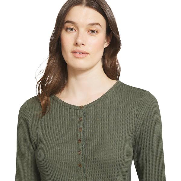Womens LANDS’ END® Long Sleeve Waffle Henley Tee